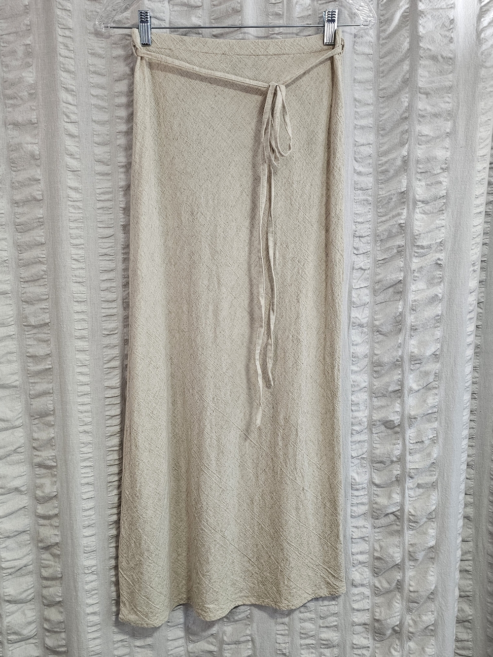 ASOS A-line Flax Linen Blend Midi Maxi Crinkled Textured Gauze Boho Skirt
